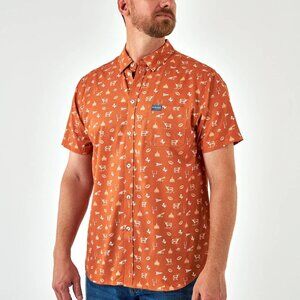 Burlebo University of Texas Longhorns Orange Button Up Shirt Men's XL Quick Dry